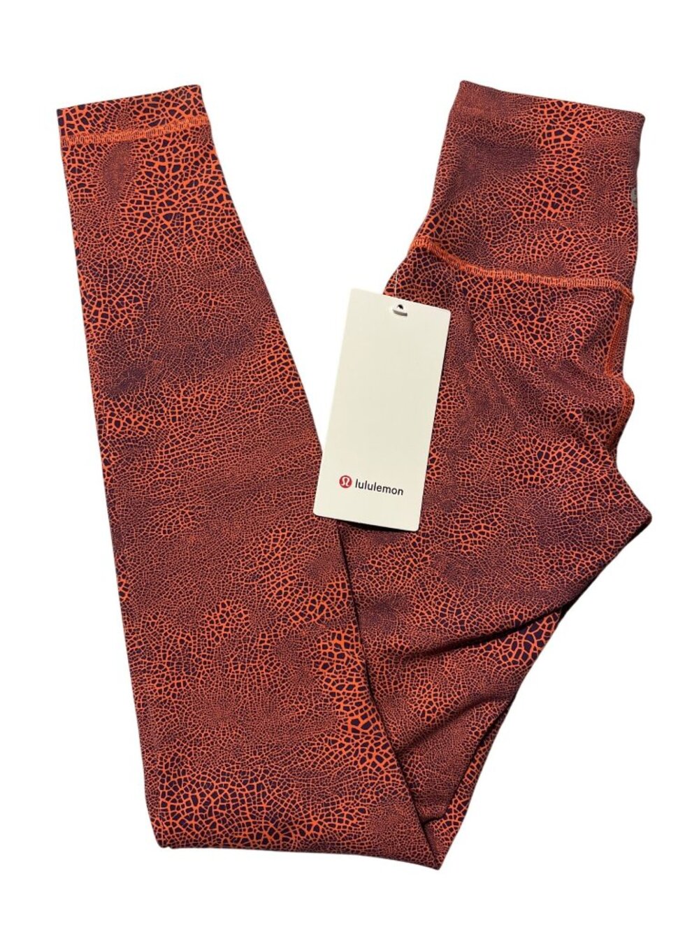 Lululemon Wunder Train HR Tight 28" Crackle Glaze Vintage Orange Larkspur Size 2